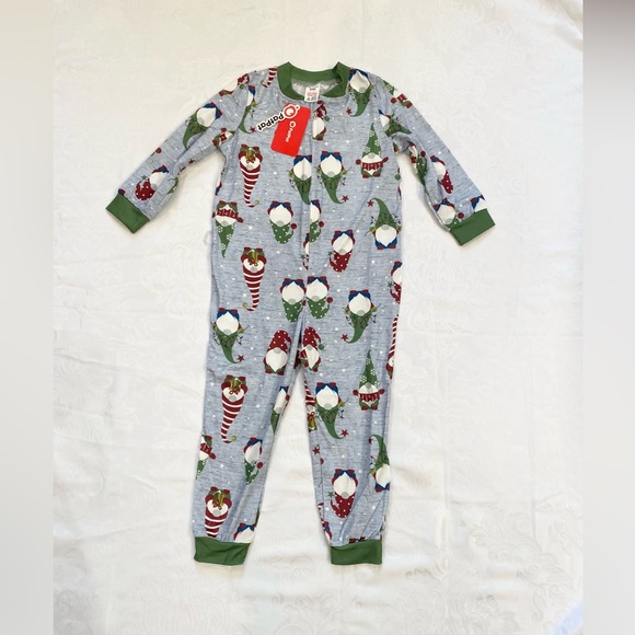 PatPat Kids Christmas Gnome All-over Print Long-sleeve Green Romper Pajamas Sets - Picture 4 of 8